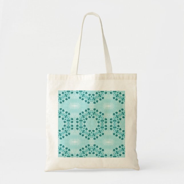 Tote Bag Motif floral, bleu Turquoise (Devant)
