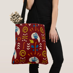 Tote Bag Motif floral boho d'été ethnique rouge