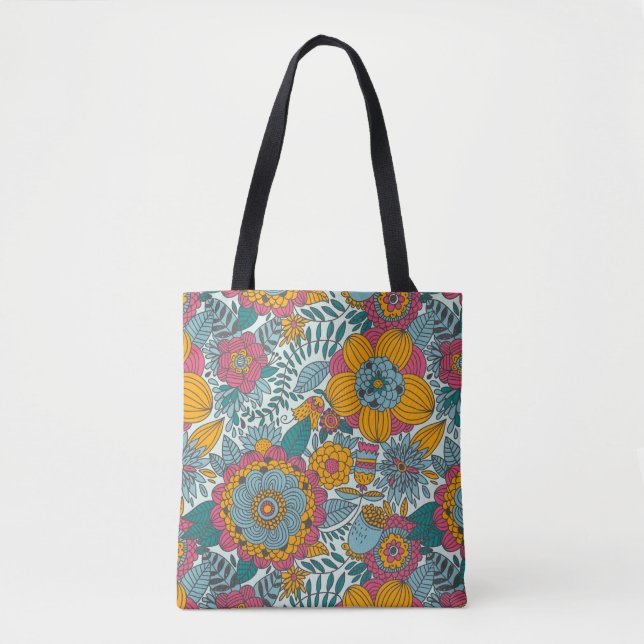 Tote Bag Motif floral coloré (Devant)