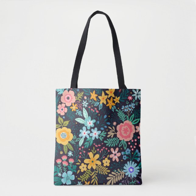 Tote Bag Motif floral coloré mignon (Devant)