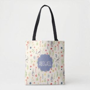 Tote Bag Motif floral d'aquarelle du lapin   de Peter