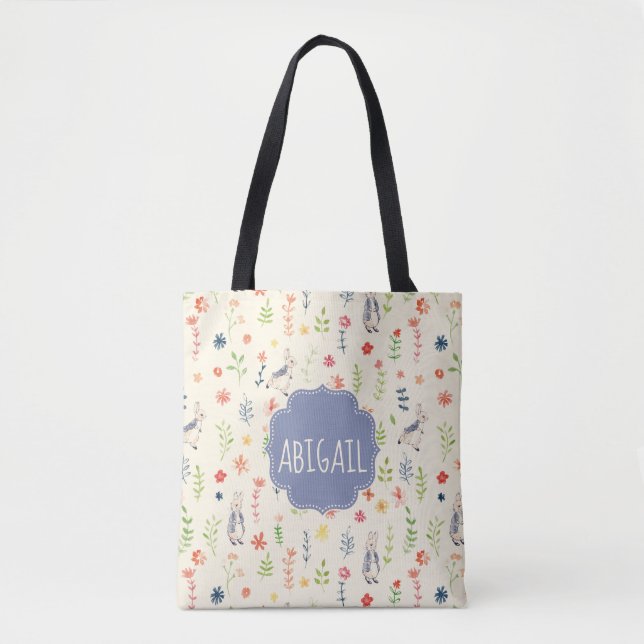 Tote Bag Motif floral d'aquarelle du lapin | de Peter (Devant)