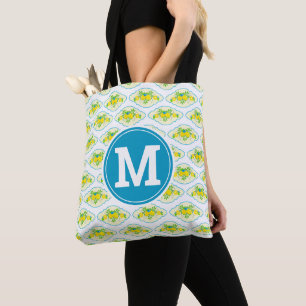 Tote Bag Motif floral de citrons bleus et jaunes ensoleillé