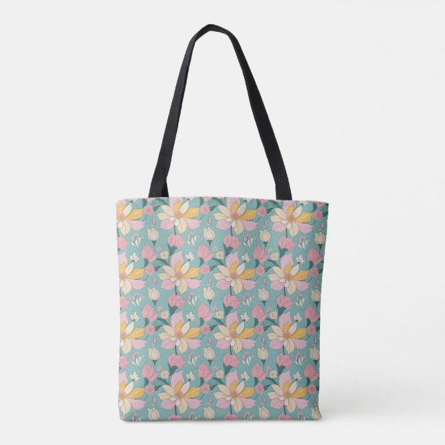 Tote Bag Motif floral de couleur pastel (Dos)