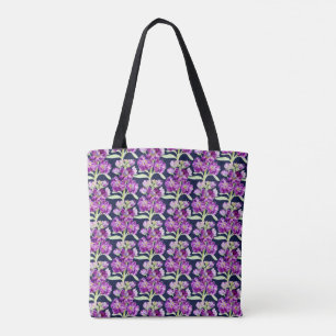Tote Bag Motif floral de fleurs d'aquarelle violette stock