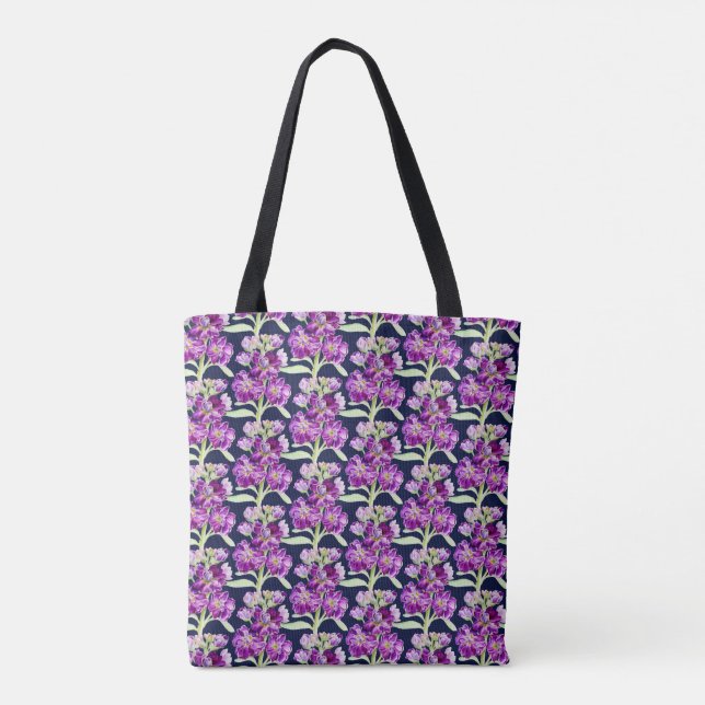 Tote Bag Motif floral de fleurs d'aquarelle violette stock (Dos)