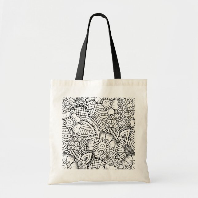 Tote Bag Motif floral de griffonnage (Devant)