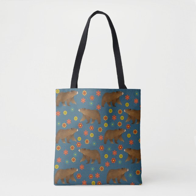 Tote Bag Motif floral de l'ours (Devant)