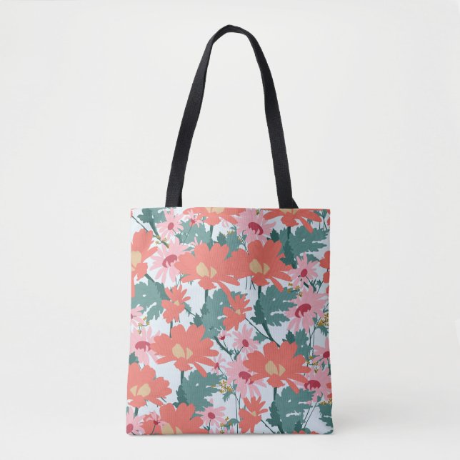 Tote Bag Motif Floral Dessin Élégant Fleurs Décoratives (Devant)