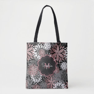 Tote Bag Motif floral d'illustration de joli or rose