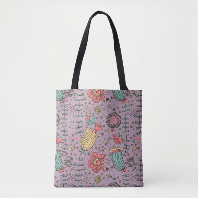 Tote Bag Motif floral élégant avec des fleurs (Devant)