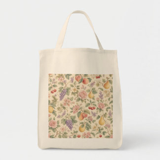 Tote Bag Motif floral et fruitier vintage