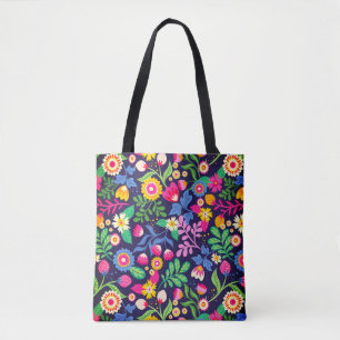 Tote Bag Motif floral exotique peint à la main-48330