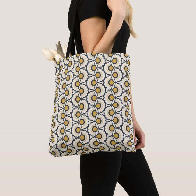 Tote Bag Motif floral géométrique (De près)