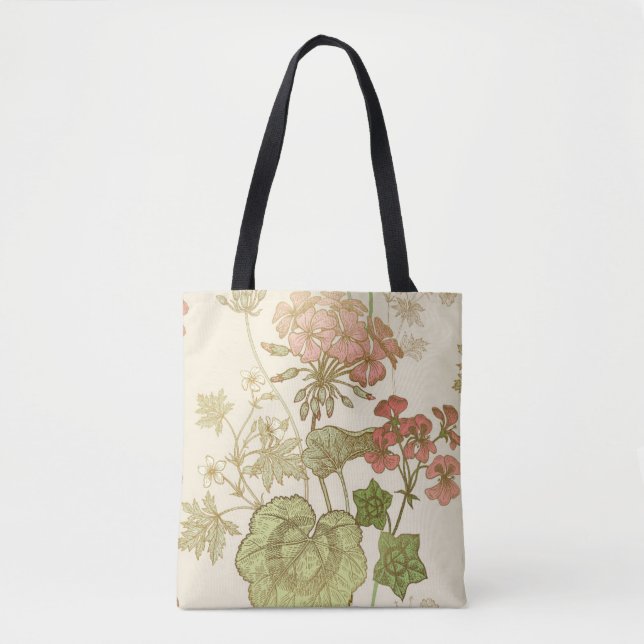 Tote Bag Motif floral incomparable. Feuillage vert, gomme r (Devant)