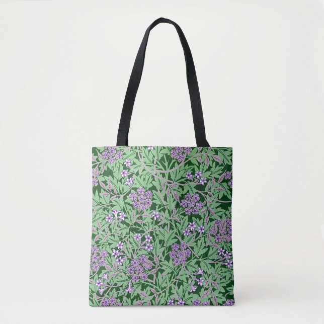 Tote Bag Motif floral lilas et vert (Devant)