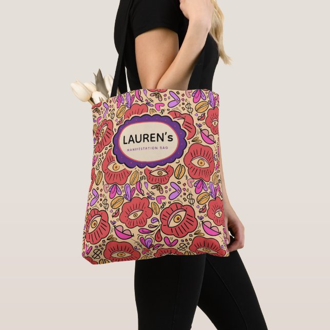 Tote Bag Motif floral Lucky Eye (De près)