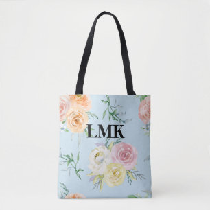 Tote Bag Motif floral monogramme