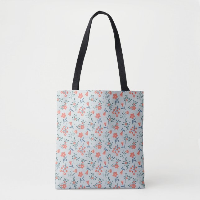 Tote Bag Motif floral Prairie de corail (Devant)