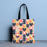 Tote Bag Motif Floral Retro tendance<br><div class="desc">Ce design rétro chic présente un motif floral géométrique en pêche,  safran,  gris foncé et beige sur un arrière - plan blanc. #retro #chic #moderne #floral #motif #botanique #géométrique #géométrique #stylish #style #élégant #tendance #fourre-tout #sacs #sacs fourre - touts #sacs à main #accessoires #cadeaux</div>