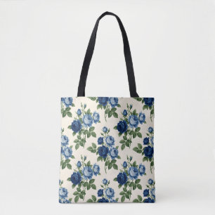 Tote Bag Motif floral Rose Bleue