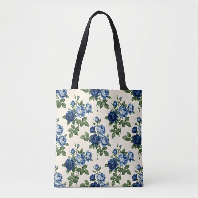 Tote Bag Motif floral Rose Bleue (Devant)