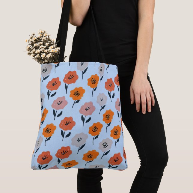 Tote Bag Motif floral vibrant (De près)