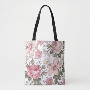 Tote Bag Motif floral vintage avec roses