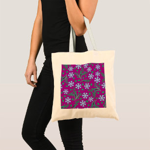 Tote Bag Motif floral violet avec fleurs bleues