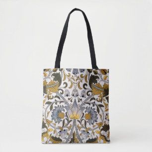 Tote Bag Motif floral William Morris Lodden : bleu or 