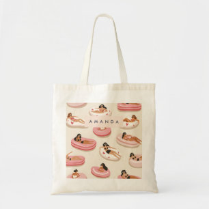 Tote Bag Motif flottant de piscine d'été personnalisé Monog