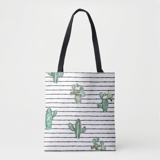 Tote Bag Motif fluide cactus aquarelle (Devant)