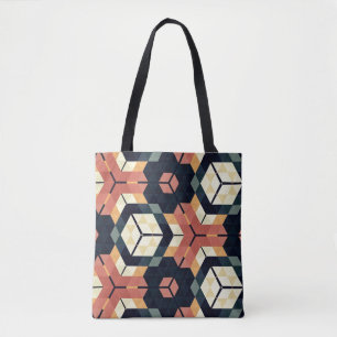 Tote Bag Motif géométrique Carré Hexagon coloré