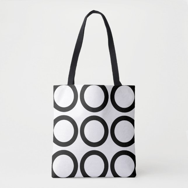 Tote Bag Motif géométrique Cercle noir et blanc (Devant)