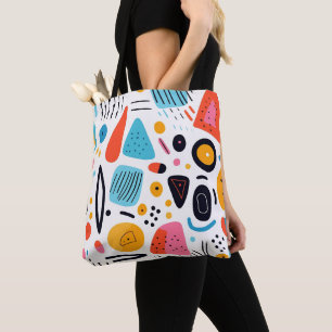Tote Bag Motif géométrique coloré et ludique de style Memph
