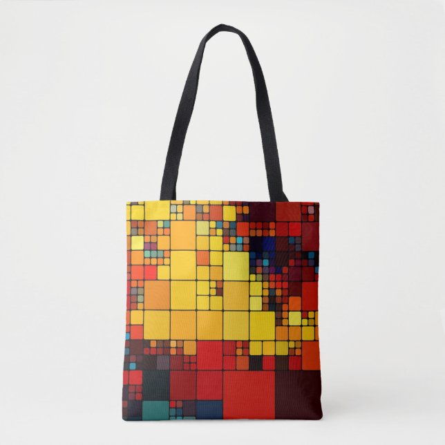Tote Bag Motif géométrique d'arc-en-ciel vibrant abstrait (Devant)