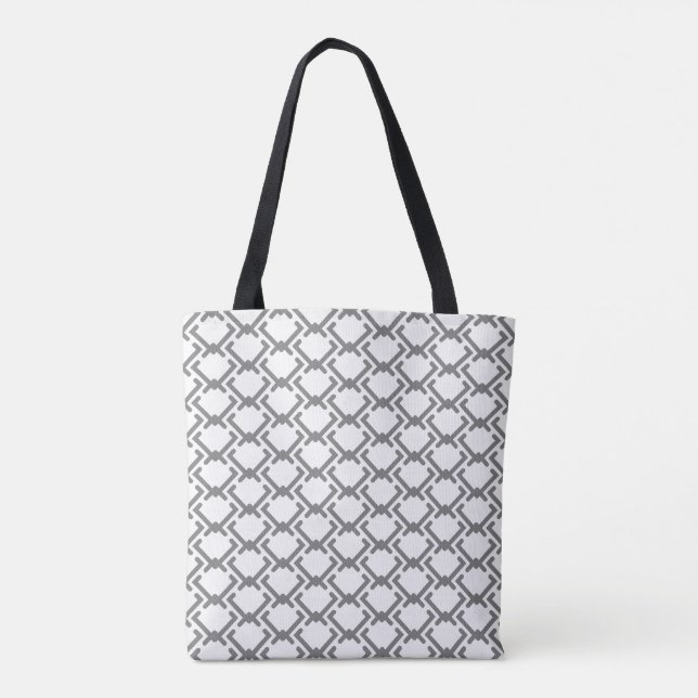 Tote Bag Motif géométrique de Chevrons gris de différentes  (Dos)