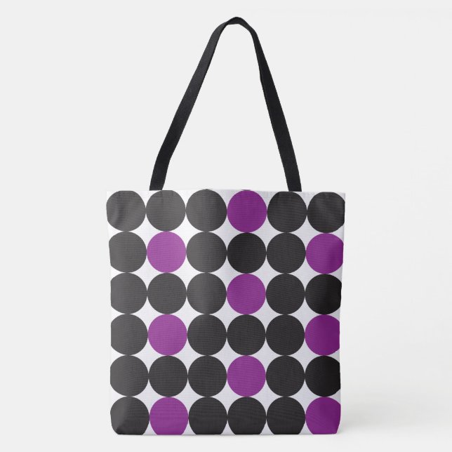 Tote Bag Motif géométrique de points noirs violets en gras (Devant)