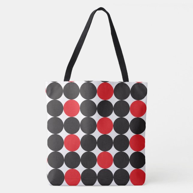 Tote Bag Motif géométrique des points noirs rouges en gras (Devant)
