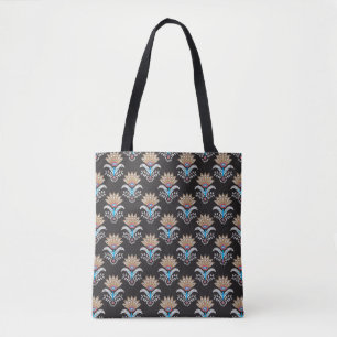 Tote Bag motif géométrique ethnique fleuri paisley sans cou