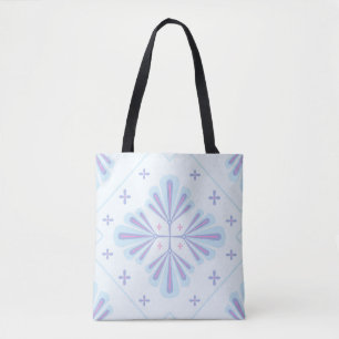 Tote Bag Motif géométrique floral bleu pastel répétitif