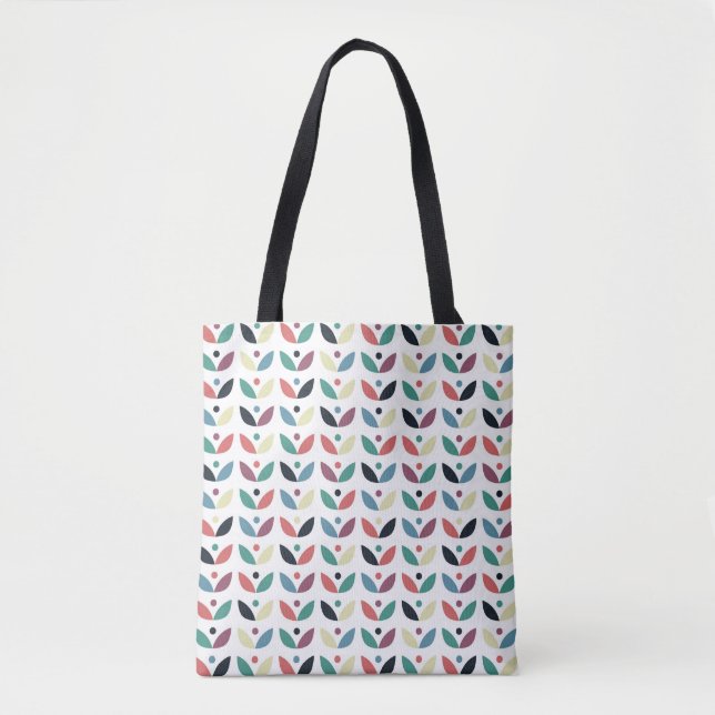 Tote Bag Motif géométrique floral d'art populaire (Devant)