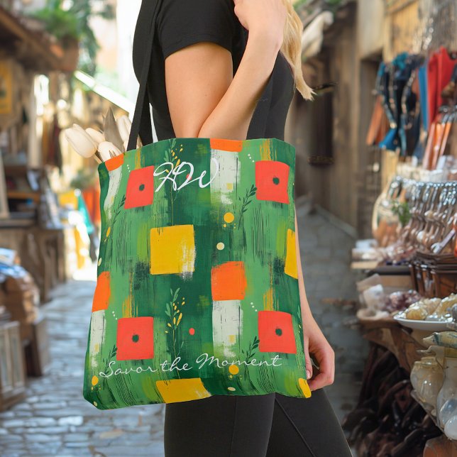 Tote Bag Motif géométrique gras avec rouge, jaune et vert (Créateur téléchargé)