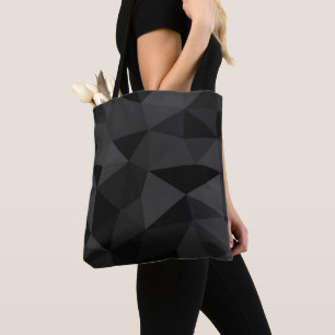 Tote Bag Motif géométrique gris foncé et noir
