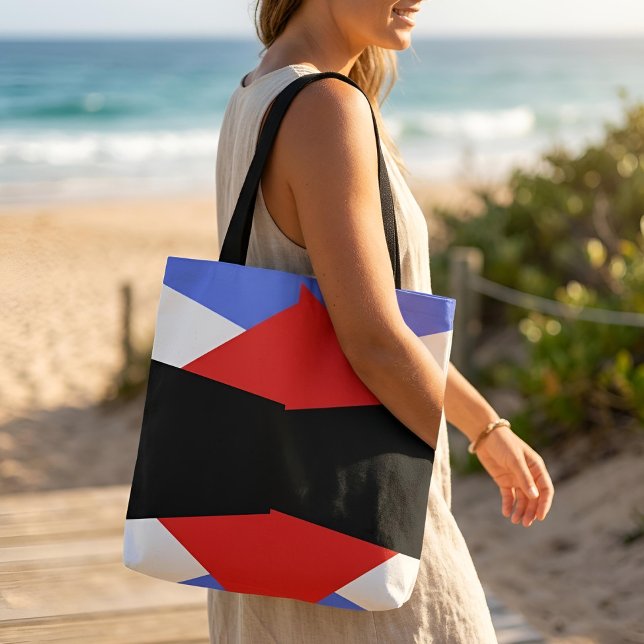Tote Bag Motif géométrique harlequin moderne rouge bleu noi (Créateur téléchargé)