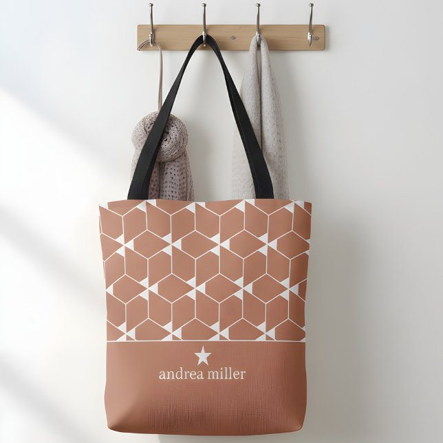 Tote Bag Motif géométrique moderne avec étoile Monogram (personalized tote bag with geometric pattern)