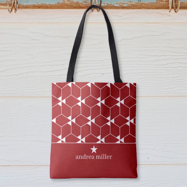 Tote Bag Motif géométrique moderne avec étoile Monogram (Créateur téléchargé)