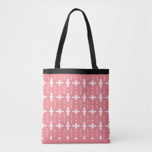 Tote Bag Motif géométrique moderne corail rose et blanc
