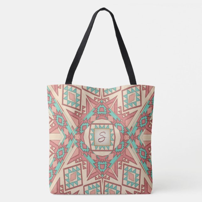 Tote Bag Motif géométrique moderne du sud-ouest Fourre-tout (Dos)
