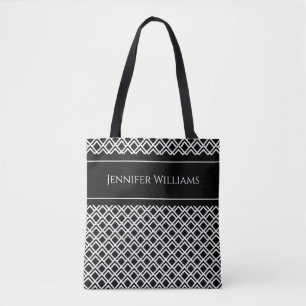 Tote Bag Motif géométrique moderne noir et blanc
